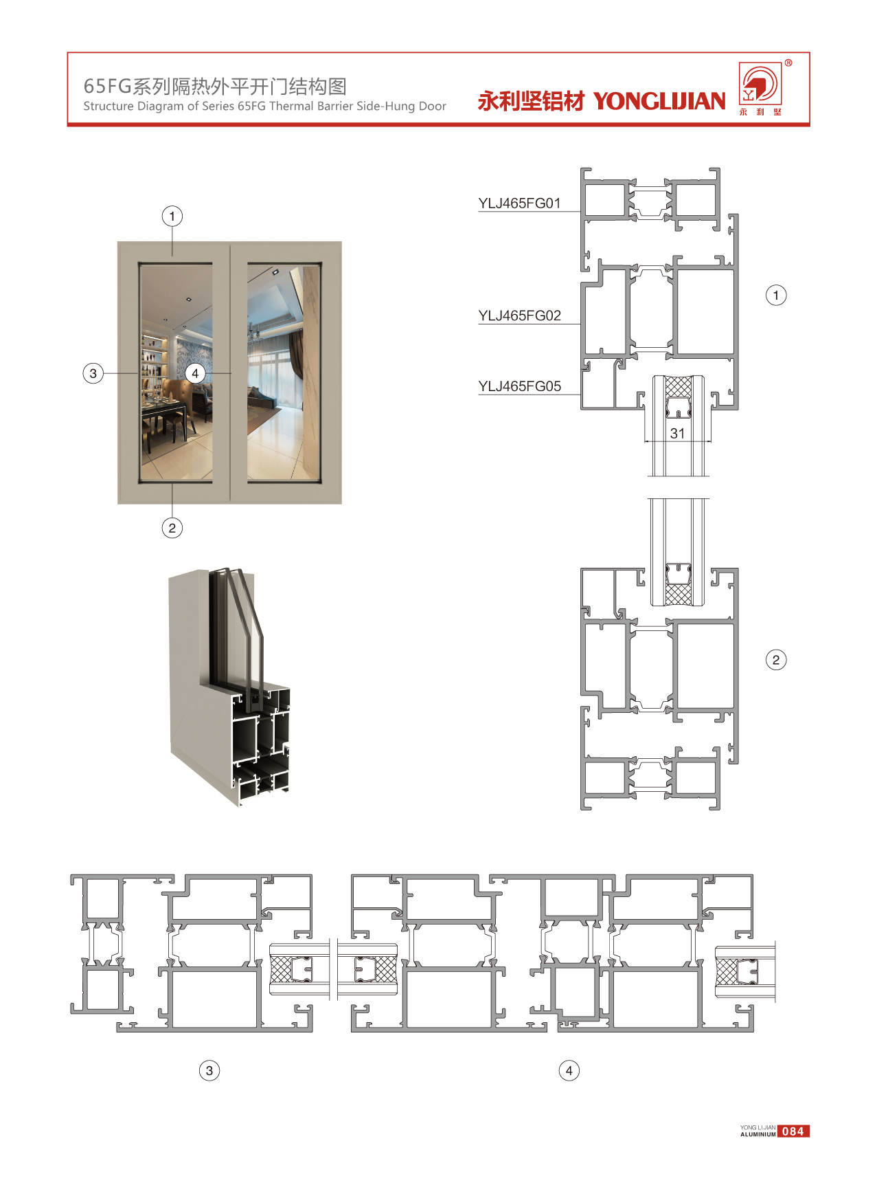 65FG係列（liè）隔（gé）熱平開門